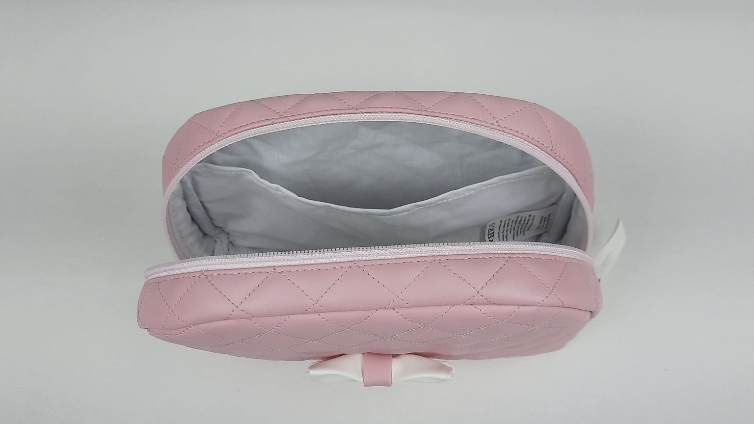 NECESSAIRE REDONDO LAÇO PELE SINTÉTICA ACOLCHOADA COR ROSA