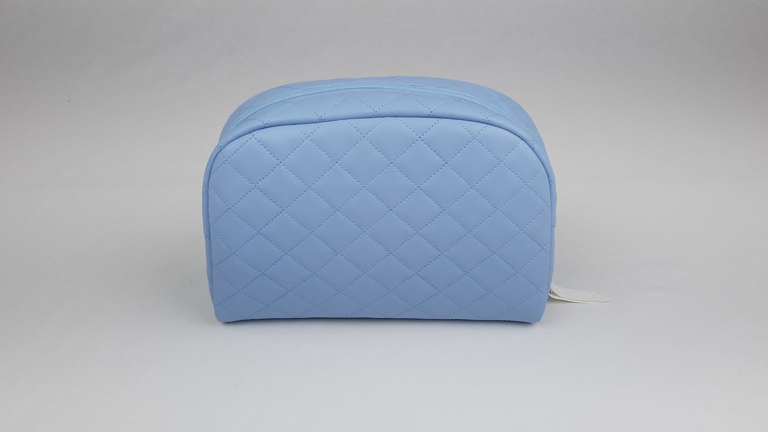 NECESSAIRE REDONDO LAÇO PELE SINTÉTICA ACOLCHOADA COR AZUL