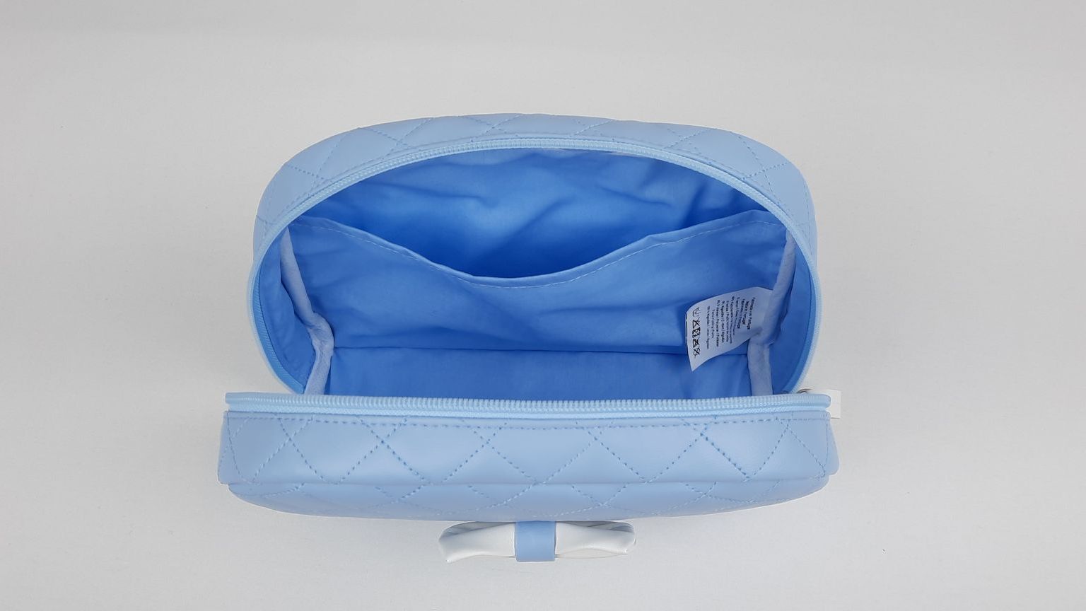 NECESSAIRE REDONDO LAÇO PELE SINTÉTICA ACOLCHOADA COR AZUL