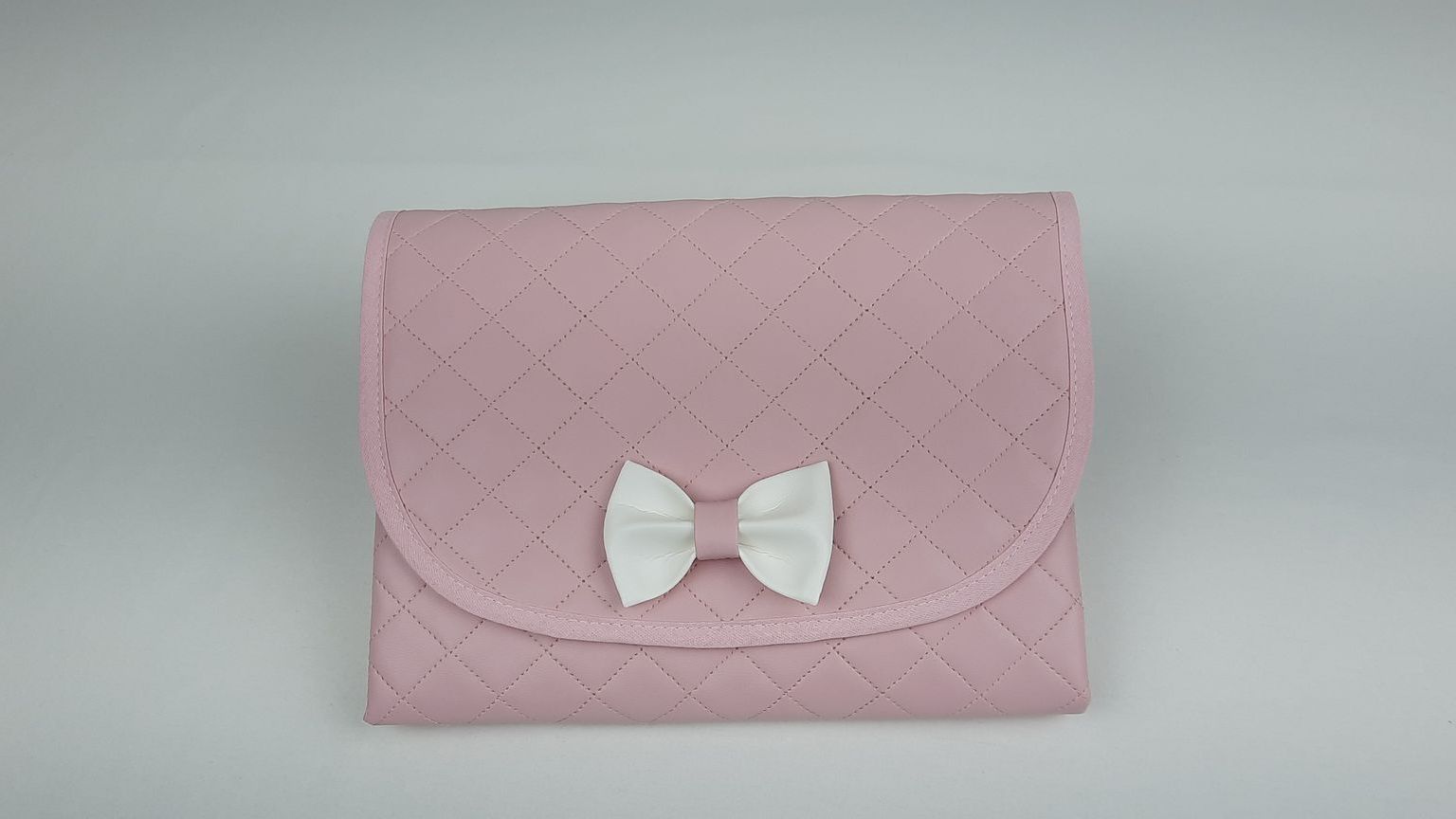 MUDA FRALDAS LAÇO PELE SINTÉTICA ACOLCHOADA COR ROSA