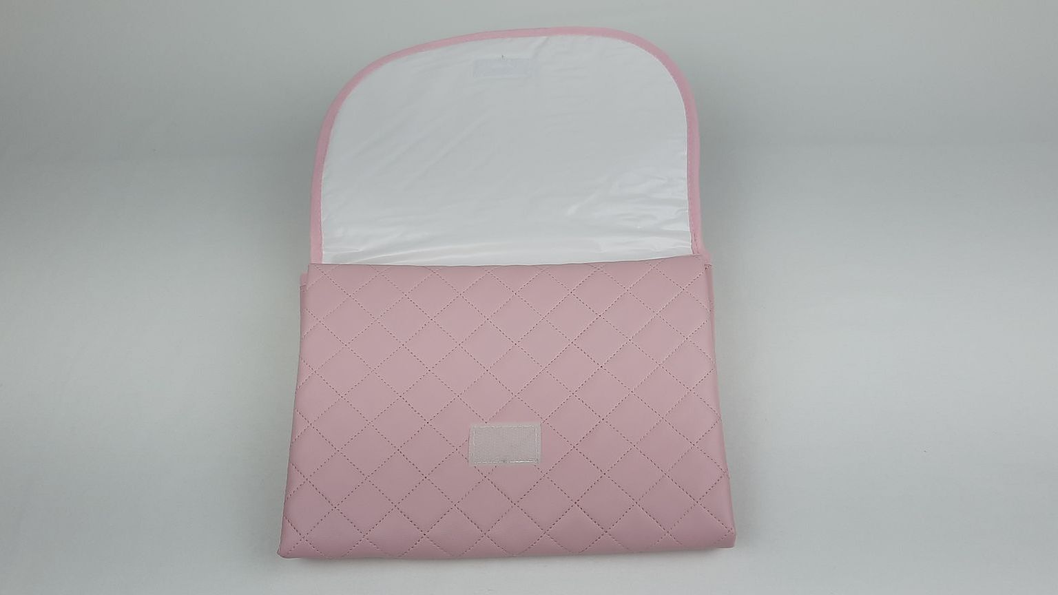 MUDA FRALDAS LAÇO PELE SINTÉTICA ACOLCHOADA COR ROSA