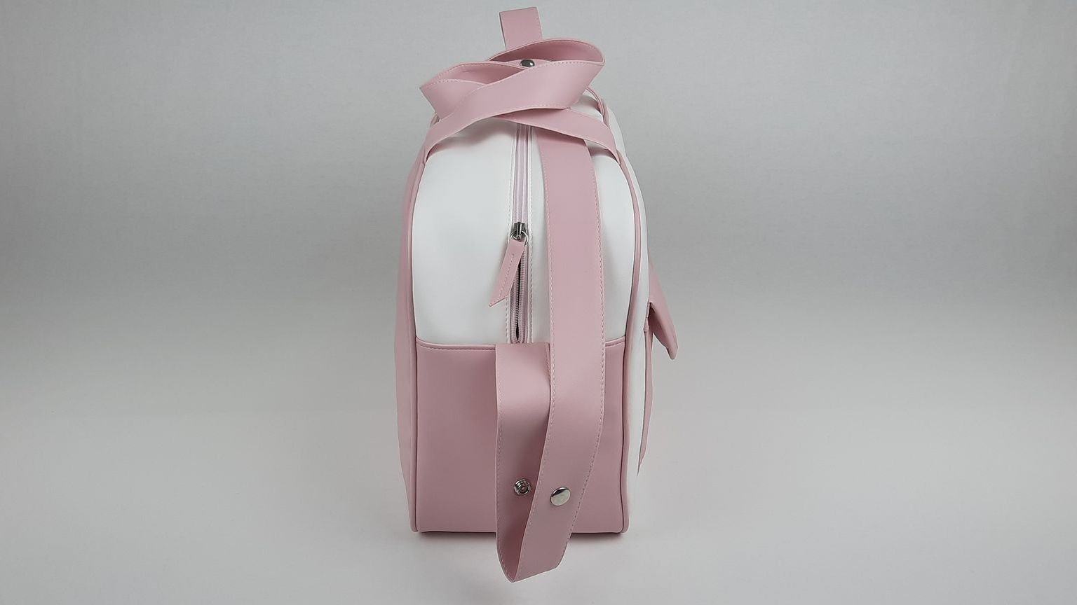 SACO MATERNIDADE NV6 PELE SINTÉTICA LISA COM BORDADO COROA COR ROSA