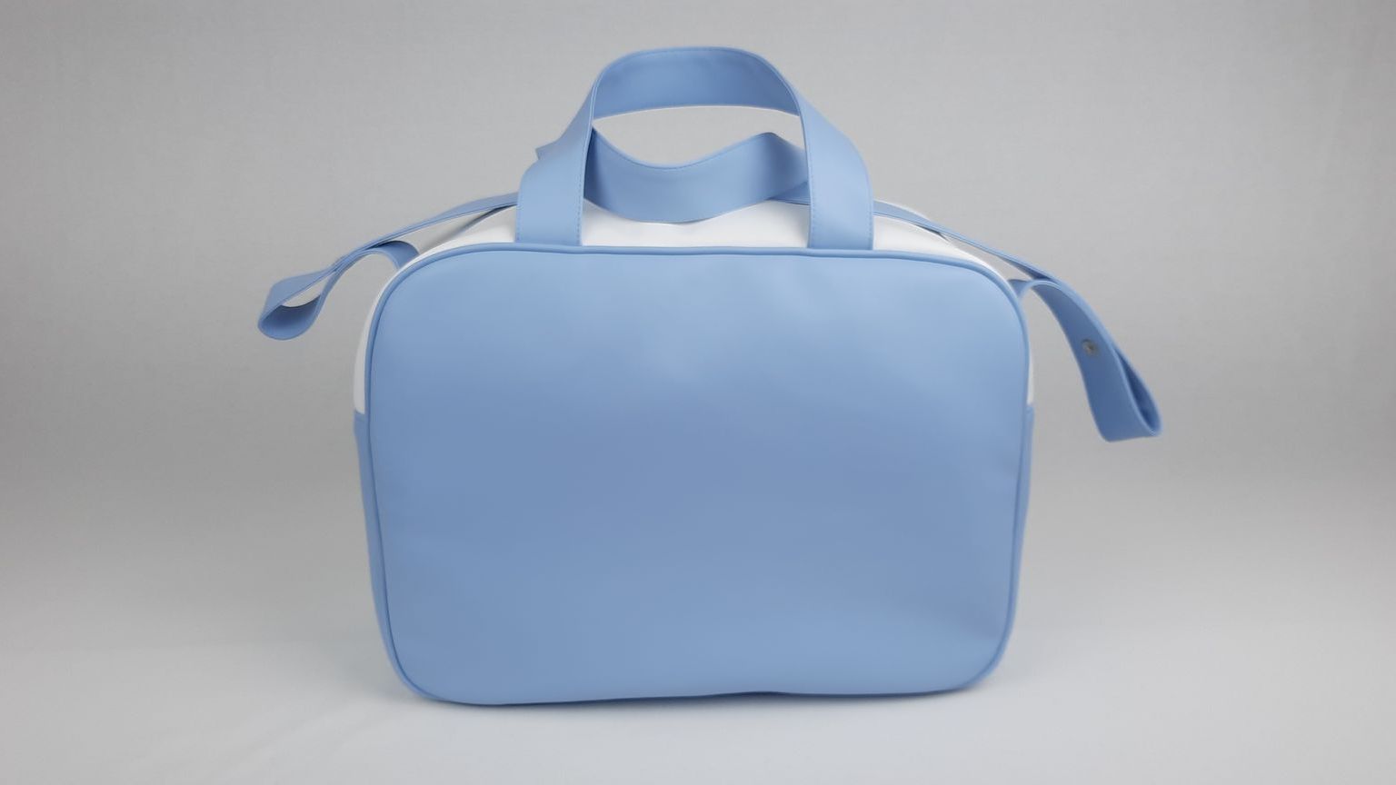 SACO MATERNIDADE NV6 PELE SINTÉTICA LISA COM BORDADO COROA COR AZUL