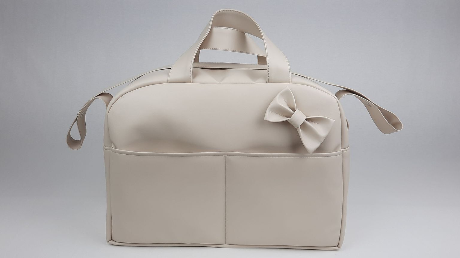 SACO MATERNIDADE NV4 PELE SINTÉTICA  LISA COM LAÇO COR BEGE