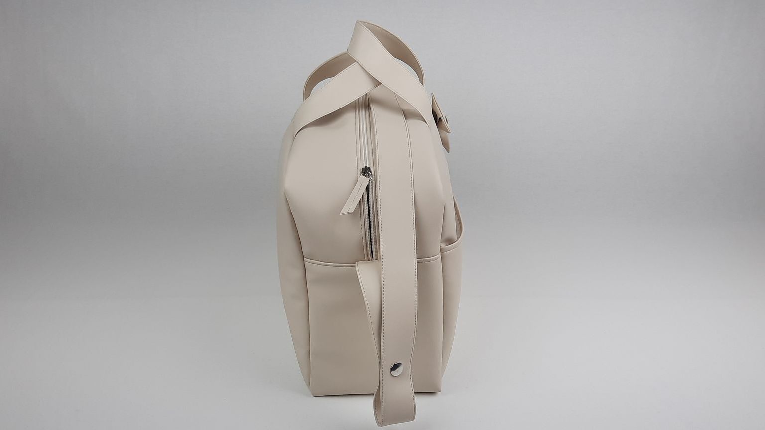 SACO MATERNIDADE NV4 PELE SINTÉTICA  LISA COM LAÇO COR BEGE