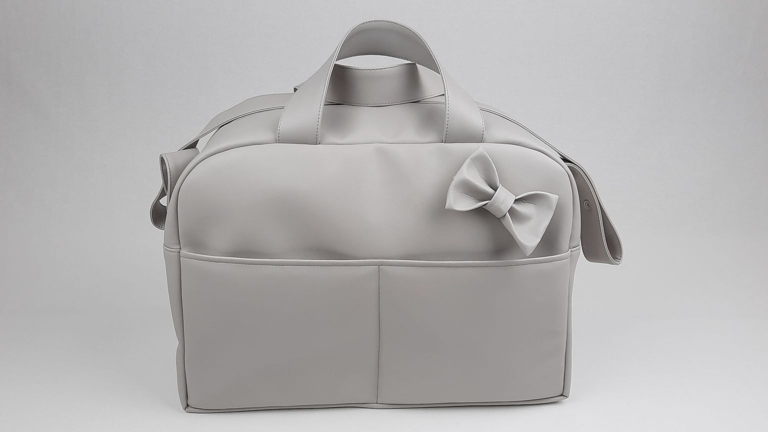 SACO MATERNIDADE NV4 PELE SINTÉTICA  LISA COM LAÇO COR CINZA