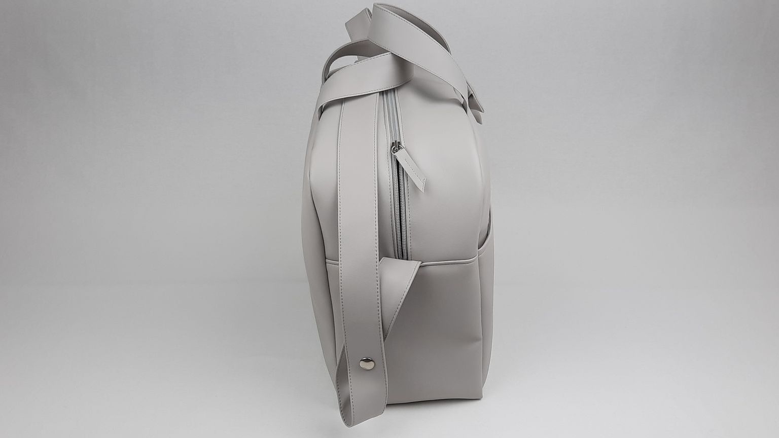 SACO MATERNIDADE NV4 PELE SINTÉTICA  LISA COM LAÇO COR CINZA