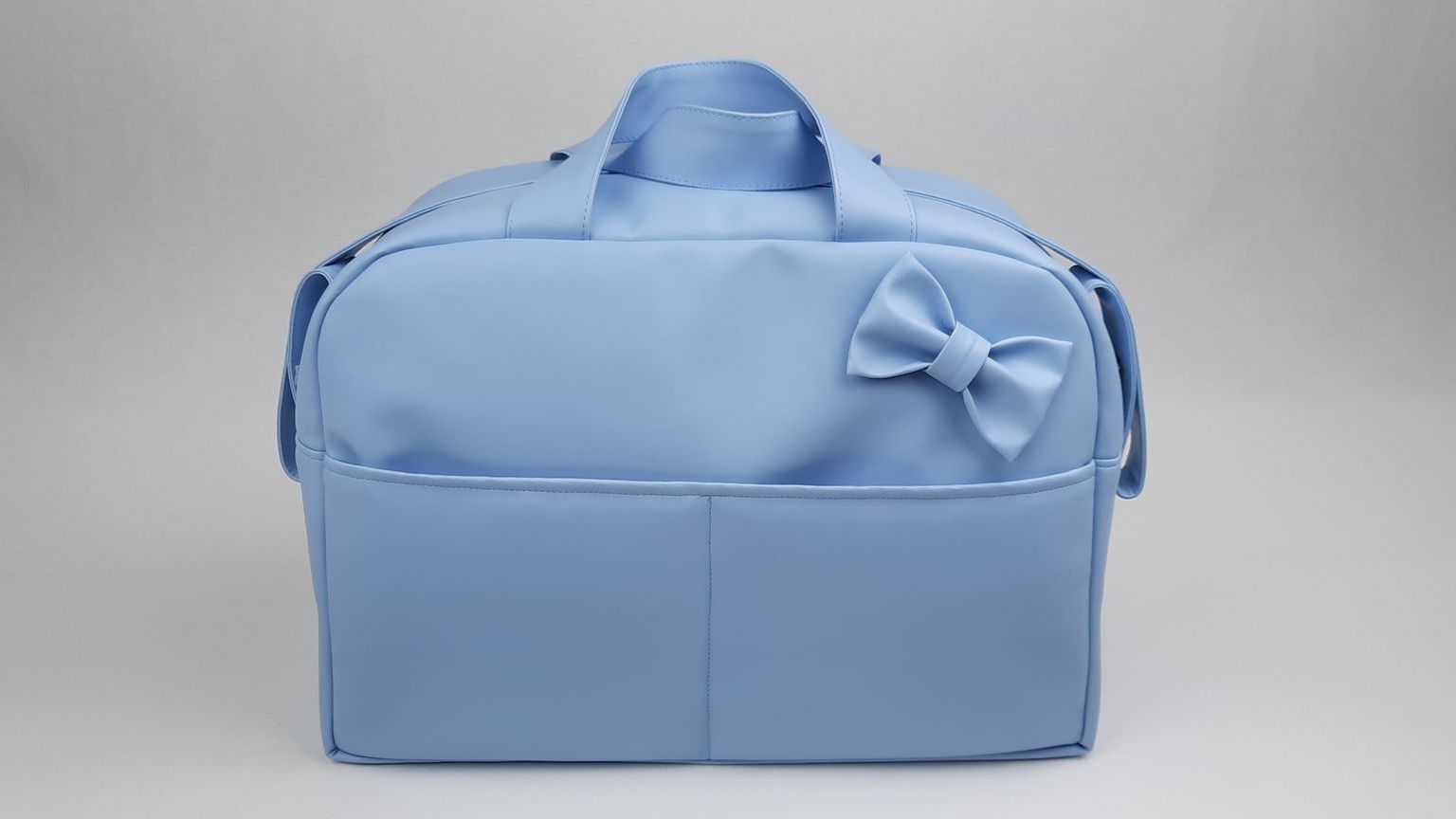 SACO MATERNIDADE NV4 PELE SINTÉTICA  LISA COM LAÇO COR AZUL 