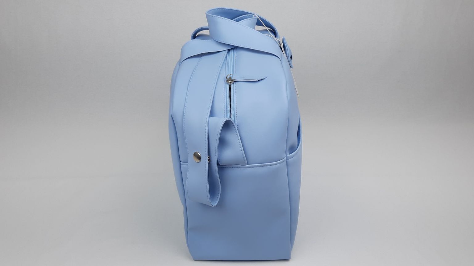 SACO MATERNIDADE NV4 PELE SINTÉTICA  LISA COM LAÇO COR AZUL 