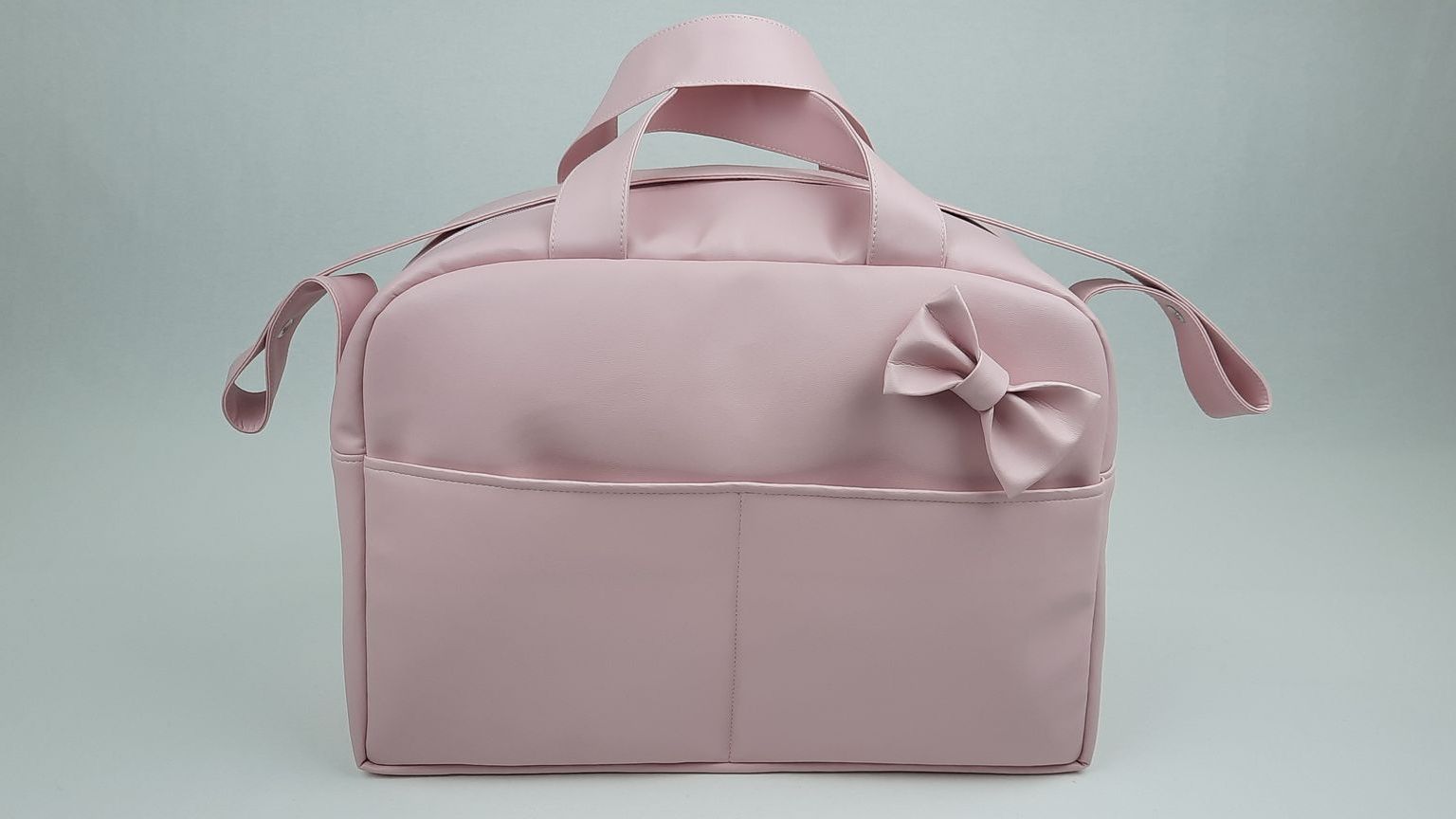 SACO MATERNIDADE NV4 PELE SINTÉTICA  LISA COM LAÇO COR ROSA