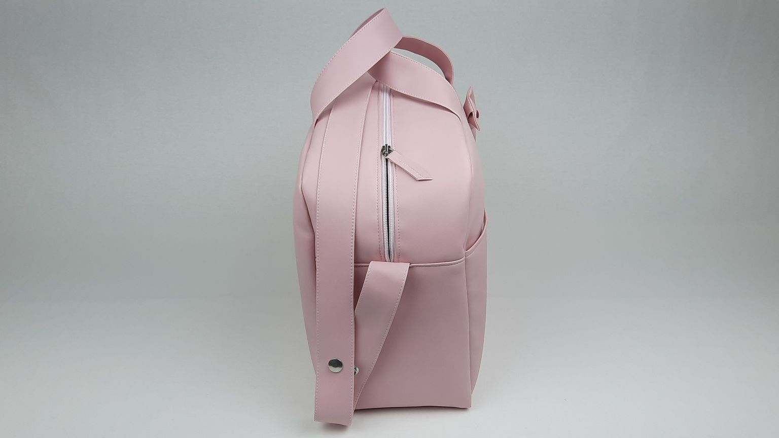 SACO MATERNIDADE NV4 PELE SINTÉTICA  LISA COM LAÇO COR ROSA