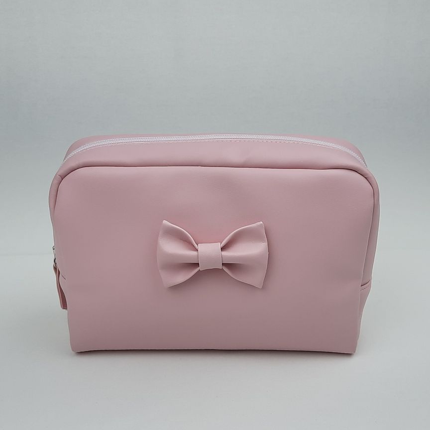 NECESSAIRE PELE SINTÉTICA LAÇO  COR ROSA REF: NL412