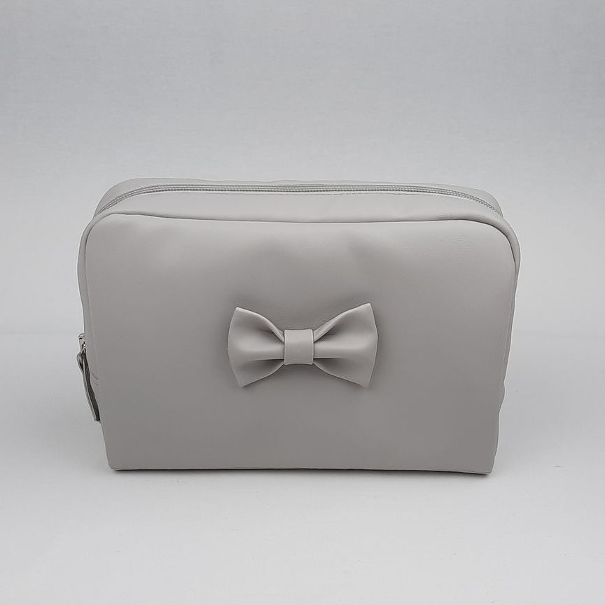 NECESSAIRE PELE SINTÉTICA LAÇO  COR CINZA REF: NL412