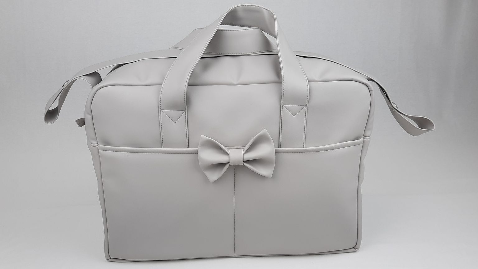 SACO MATERNIDADE PELE SINTÉTICA LAÇO COR CINZA REF: NL405