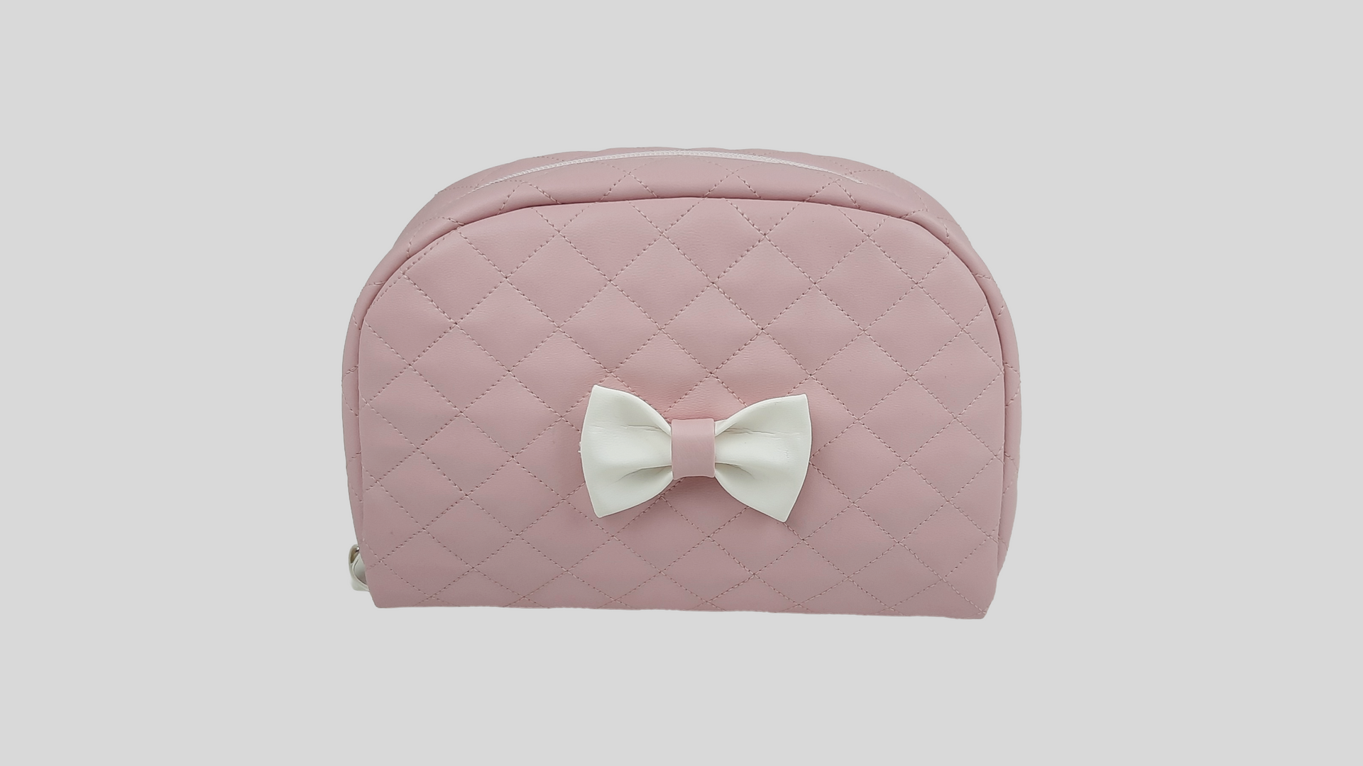NECESSAIRE PELE SINTÉTICA ACOLCHOADA COR ROSA COM FECHO DE CORRER E LAÇO