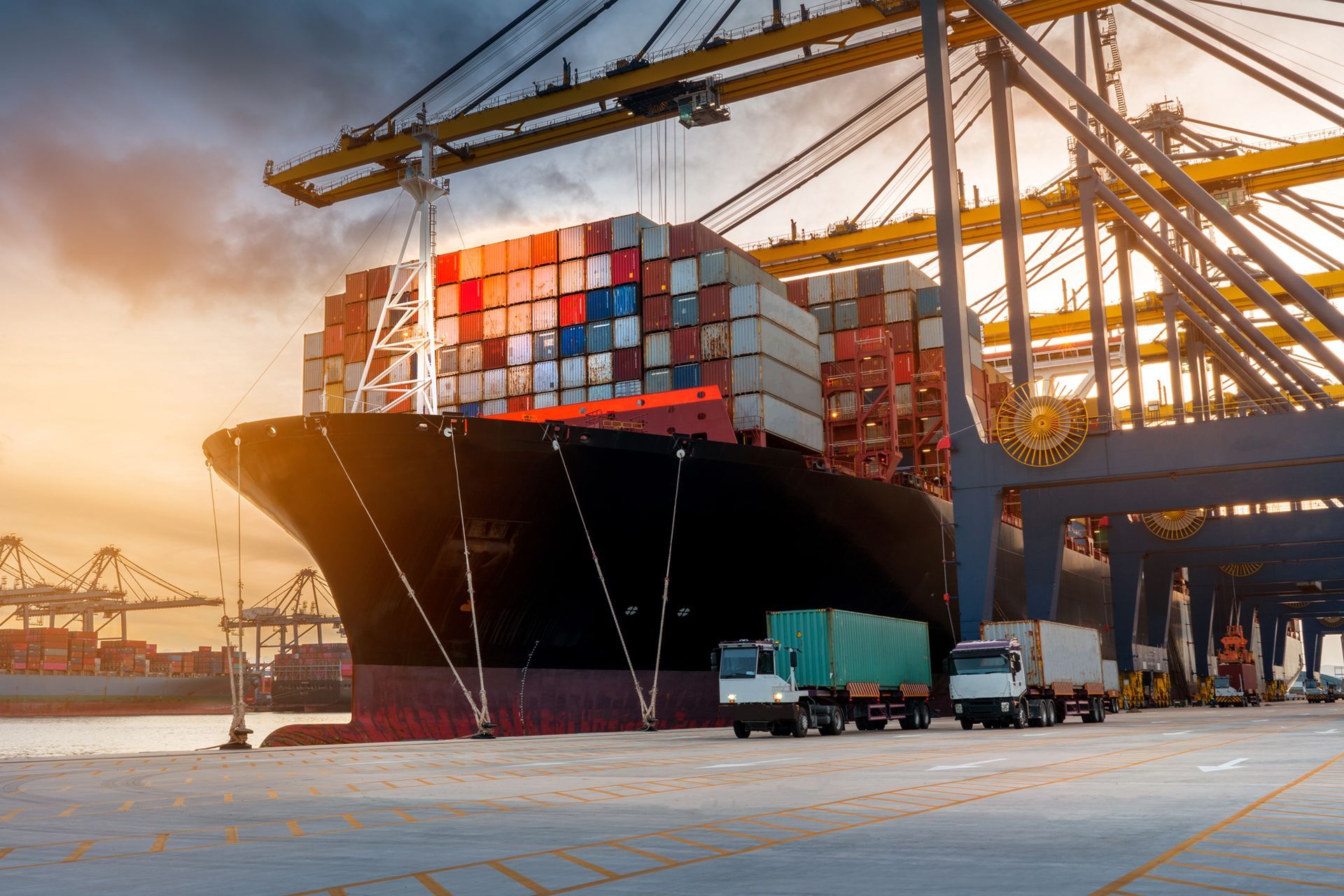 container ship in import