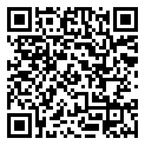 Ein schwarz-weißer QR-Code auf weißem Hintergrund.