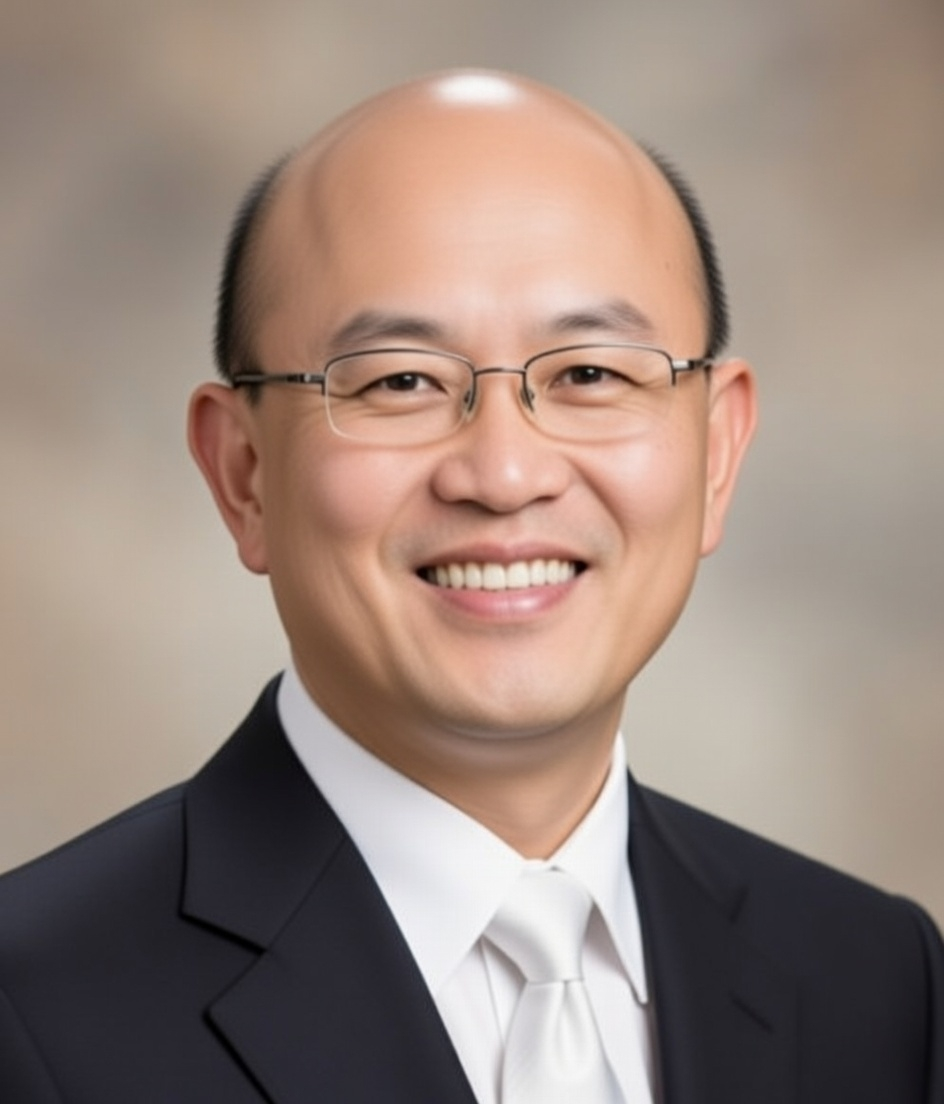 Smiling man with glasses and bald head, wearing a dark jacket.