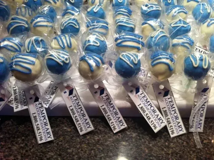 blue and white cake pops