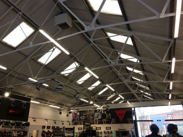 A store  dainese with a warm air heater