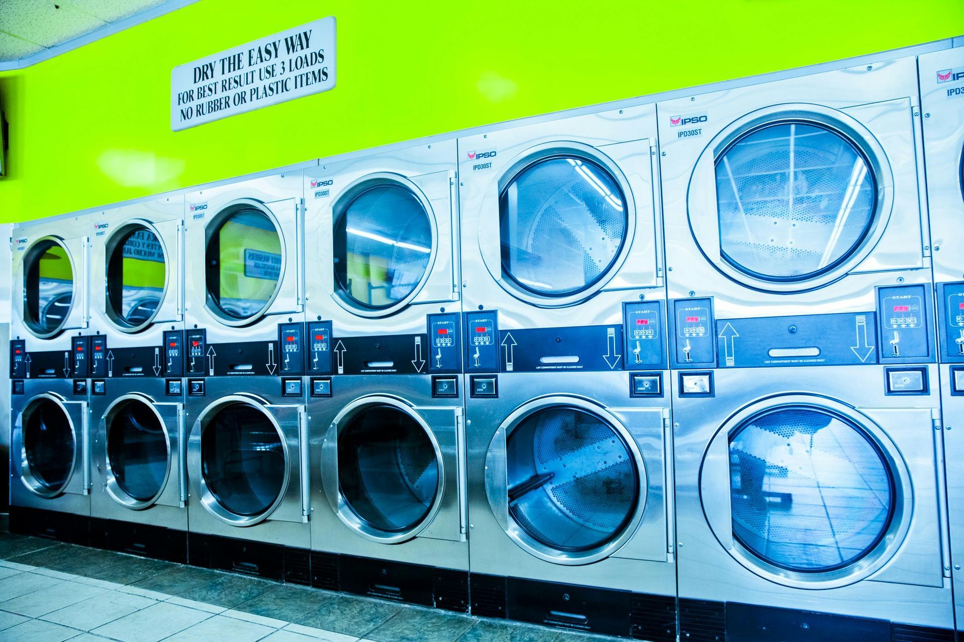 launderette with hot water heating