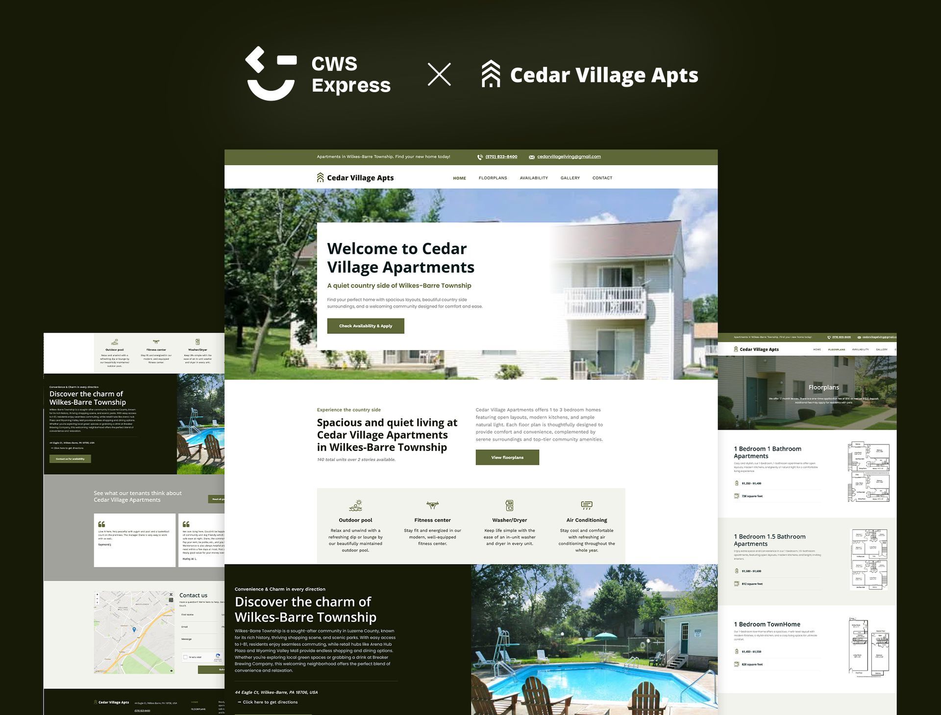 Cedar Village Apartments Mock Up Website
