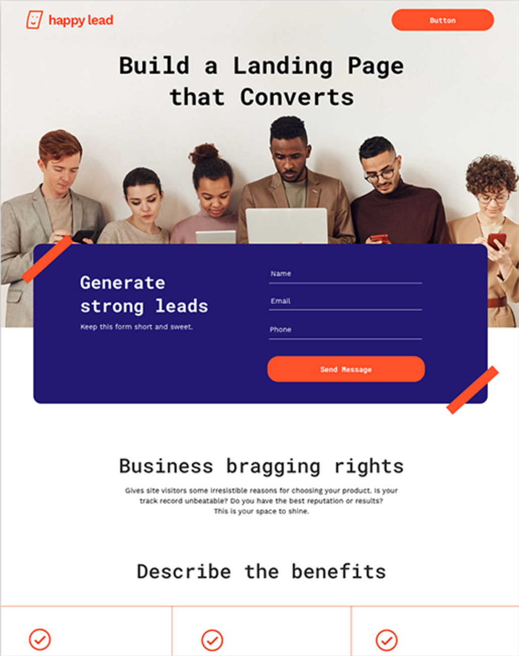 Leads generation website mockup