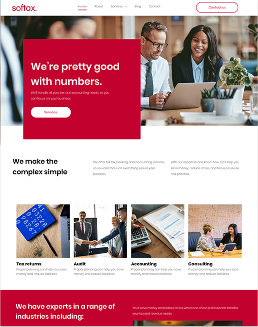 Accounting website mockup