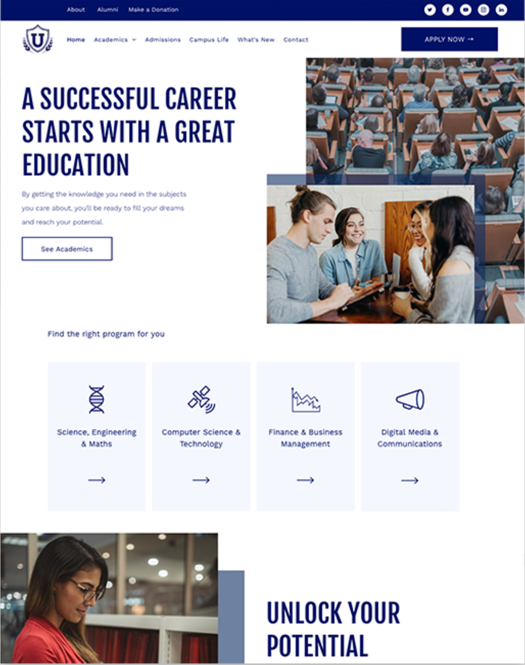 Academic website mockup