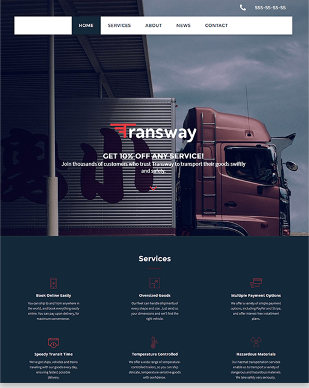Logistics website mockup