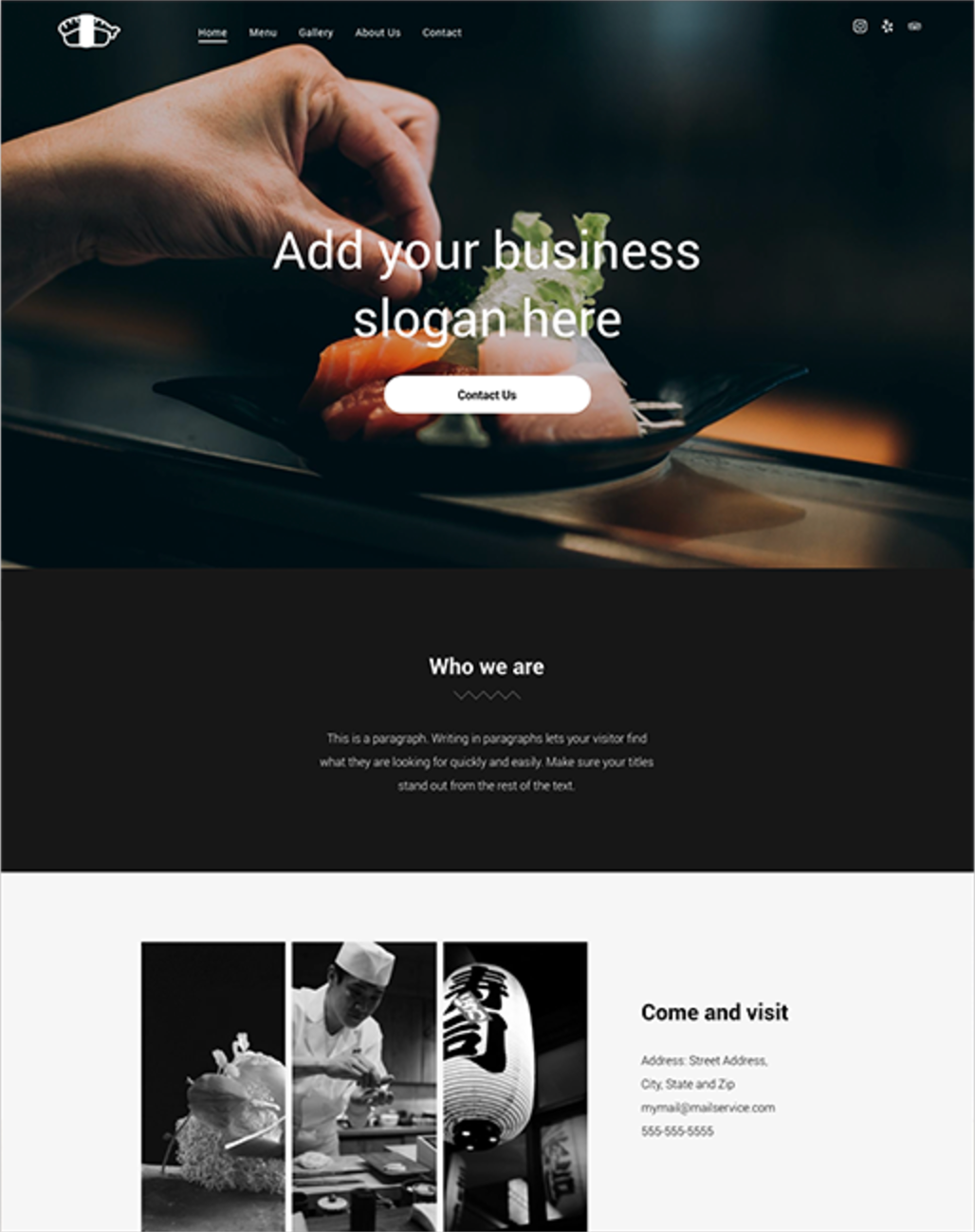Restaurant website mockup