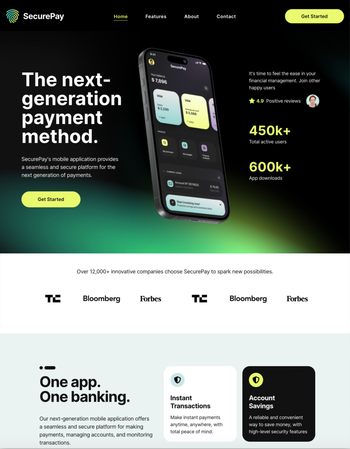 Mobile app website mockup