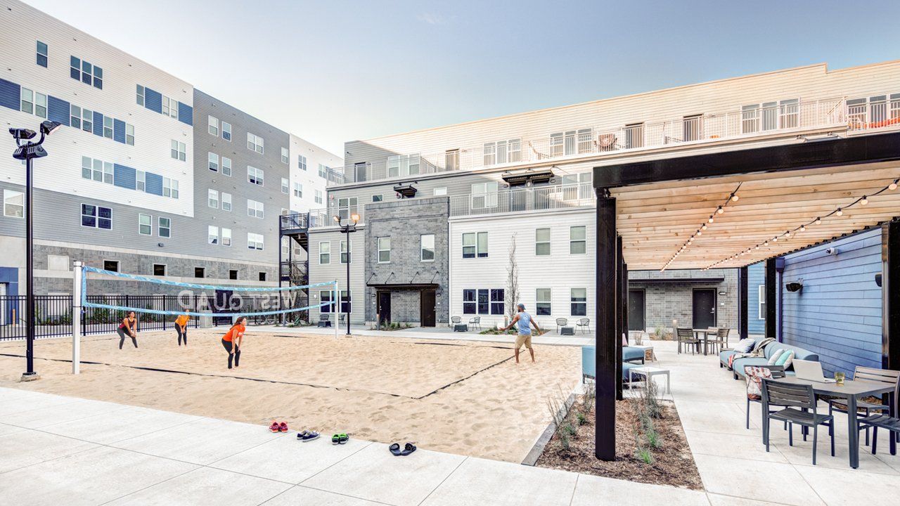 Sand volleyball court at West Quad.