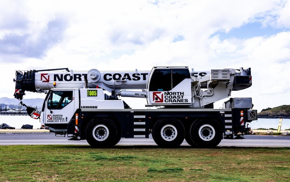 Large White Crane Is Parked On The Side Of The Road — North Coast Cranes In Coffs Harbour, NSW