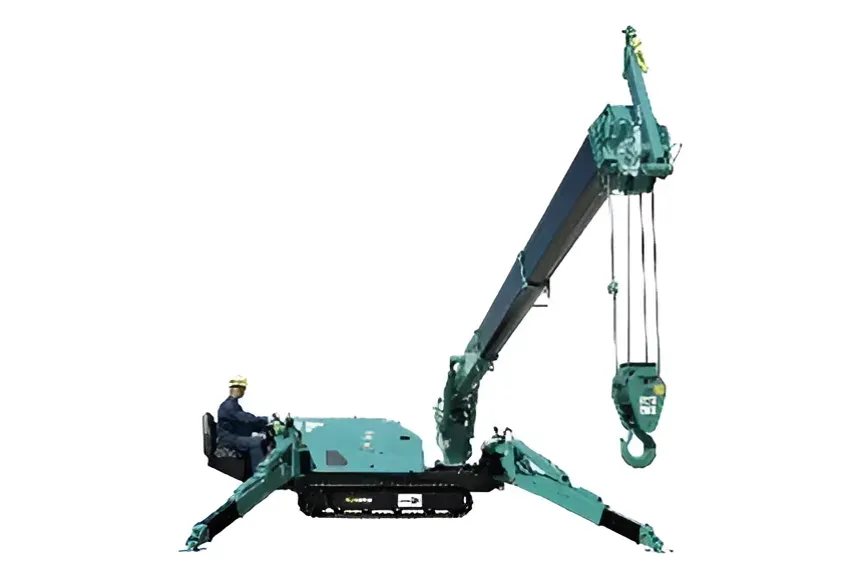 A Man Is Driving a Crane on A White Background — North Coast Cranes In Coffs Harbour, NSW