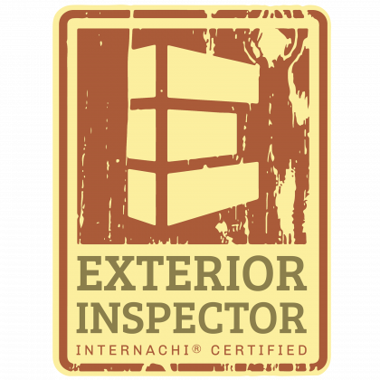 A logo for an exterior inspector that is certified