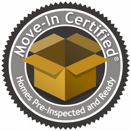 A seal that says move-in certified homes pre- inspected and ready