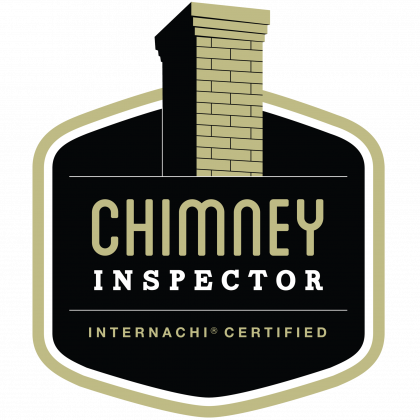 A logo for a chimney inspector that is certified