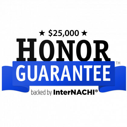 A logo for a $ 25,000 honor guarantee backed by internachi.