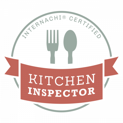 A kitchen inspector badge with a fork and spoon on it