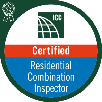 An icc certified residential combination inspector badge