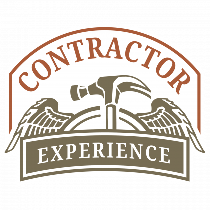A logo for a company called contractor experience