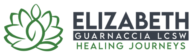 Logo of Elizabeth Guarnaccia LCSW: green lotus, dark gray text, and "Healing Journeys."