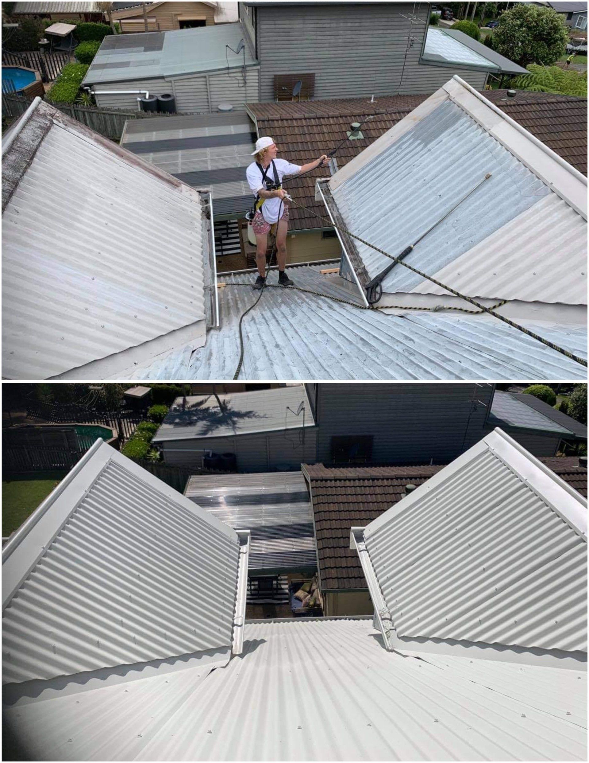 Roof restoration - before & after