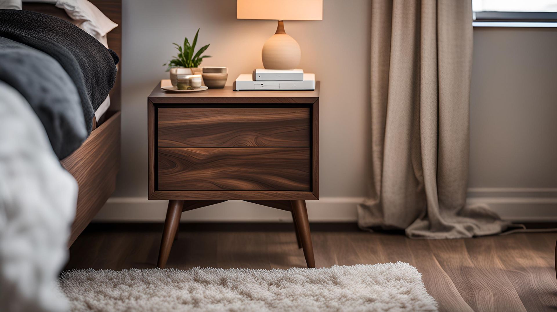 American walnut nightstand with two drawers and curvy fronts made by hand. Ever seen anything like this?