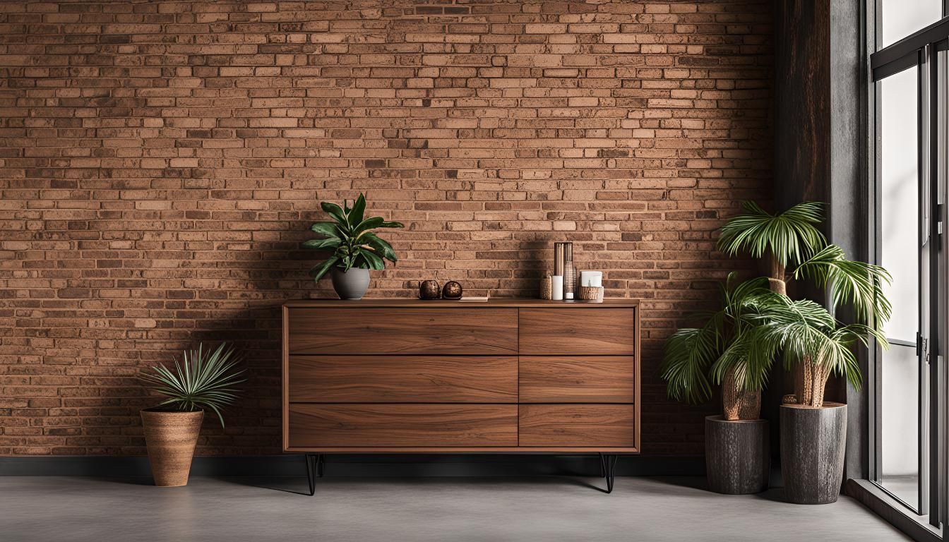 A mid-century modern wooden dresser on metal legs. Smooth finish and evergreen appearance in your home.
