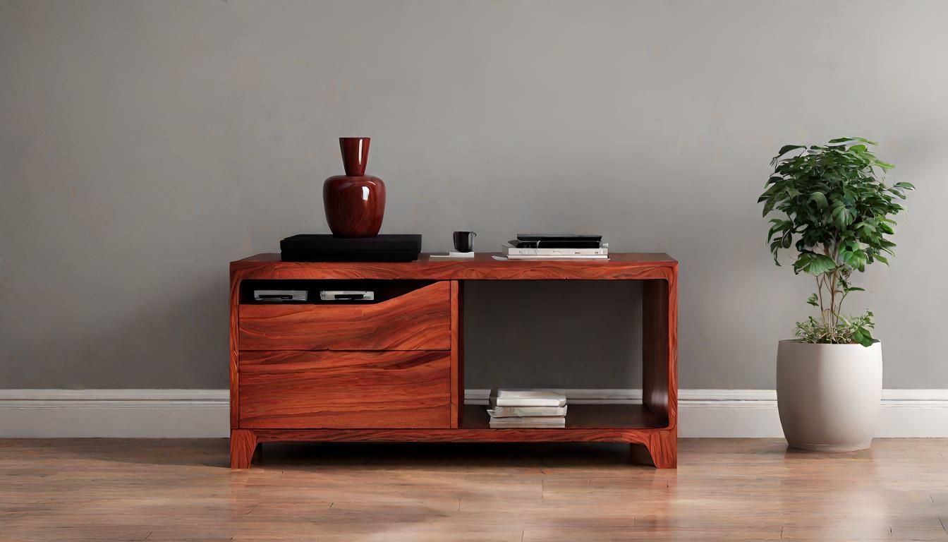 Solid Padauk cabinet. Vivid reddish color of Padauk wood makes this piece center of attention for a cozy home.