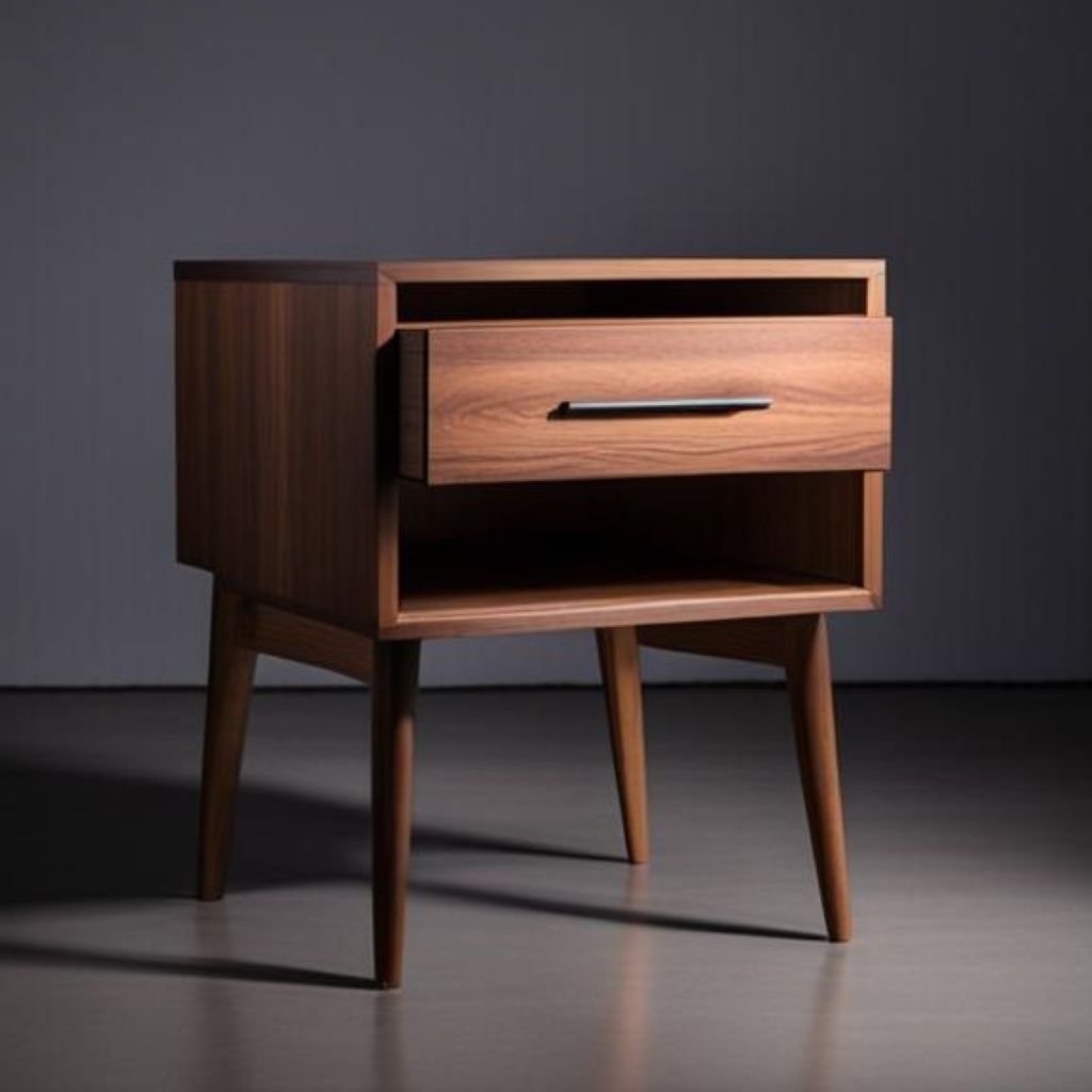 Solid Cherry nightstand with a drawer, open shelf, and tapered legs.