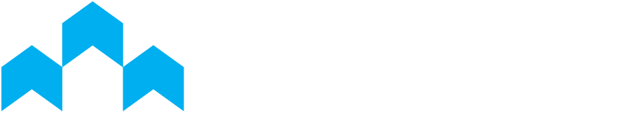 Logo stylisé bleu comportant trois formes de flèches pointant vers le haut.