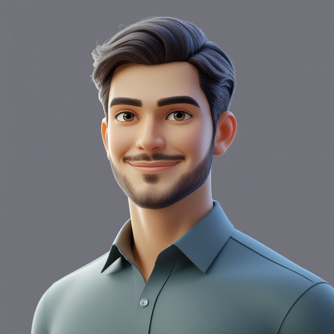 A young man with curly hair and a beard is sitting in a car.